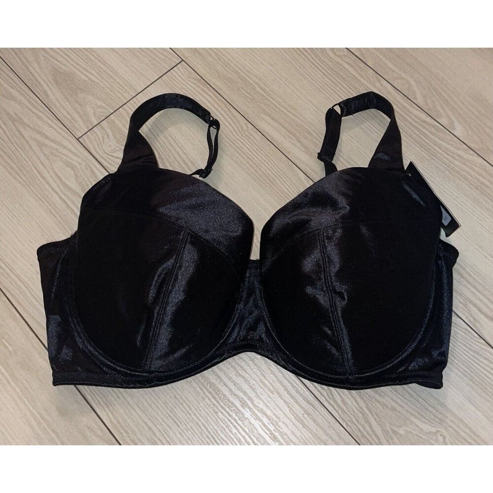 Frederick's of Hollywood Va Va Voom Satin Bra Padded UW Womens 40F Black New Nwt - Picture 2 of 6